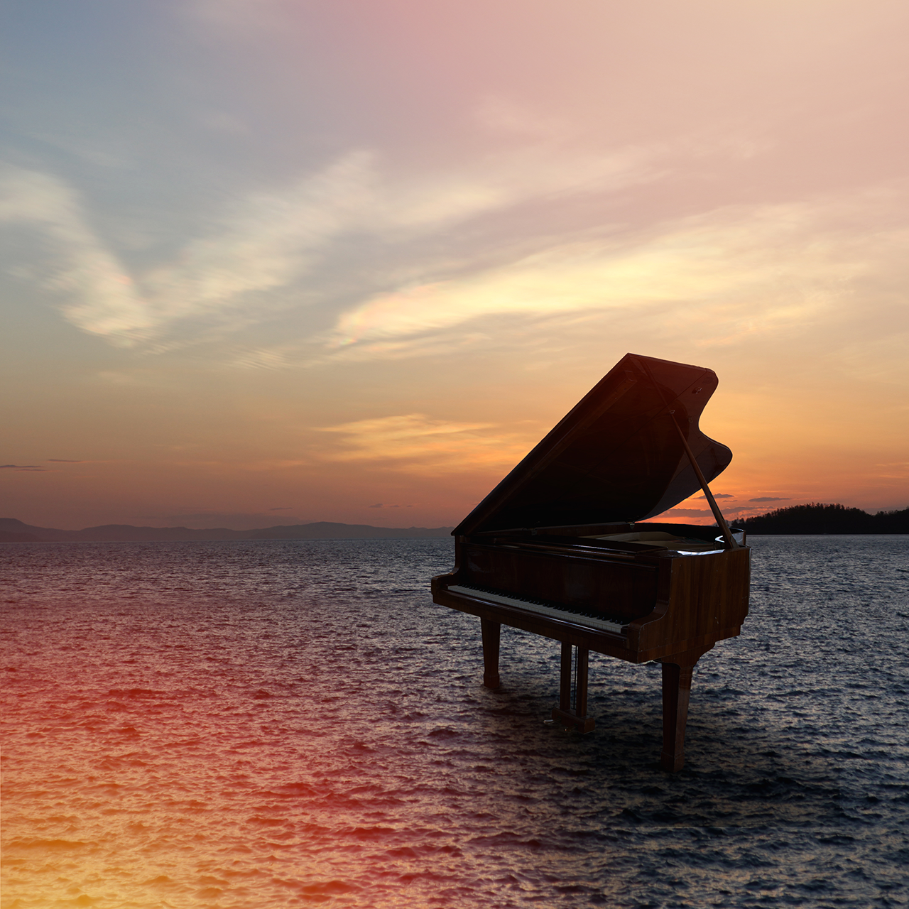 romantic piano in the water